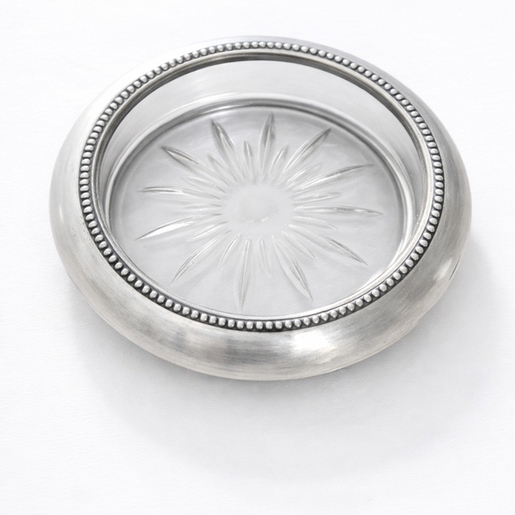 Silver Glass Coaster Set - Picture 2 of 3